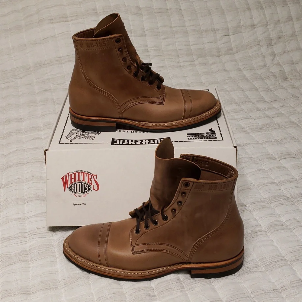 New In Box Brown Mens 8.5D White's Boots - Picture 5 of 12